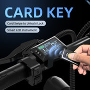 Card key system with smart LCD instrument on a dark background
