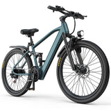 Teal electric bicycle on a white background