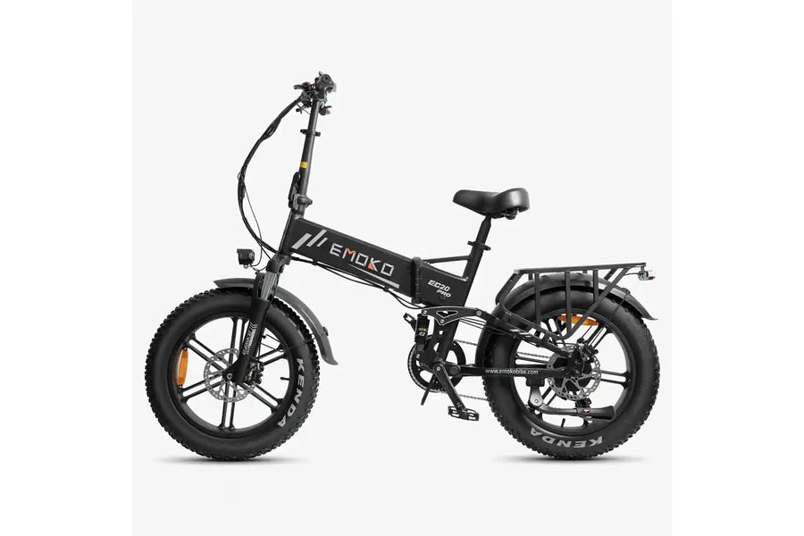 Black electric bike with brand logo on a white background