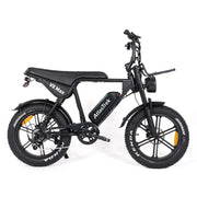 Black electric bike with 'AtlasTrek' branding on a white background